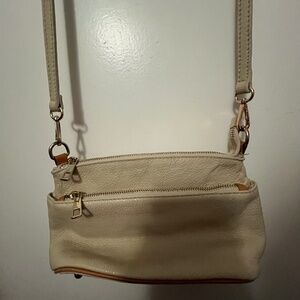 Cream Leather Crossbody Bag - Unbranded